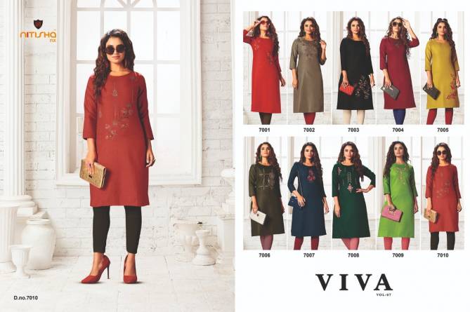 Nitisha Nx Viva 7 Fancy Regular Wear Soft Cotton Embroidery Kurti Collection